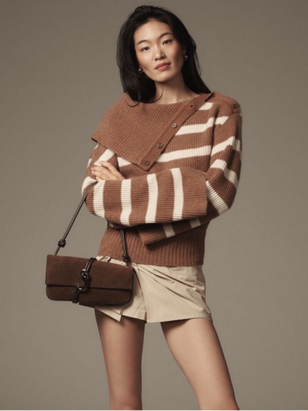 Anthropologie Maeve Cashmere Bell-Sleeve Striped Sweater